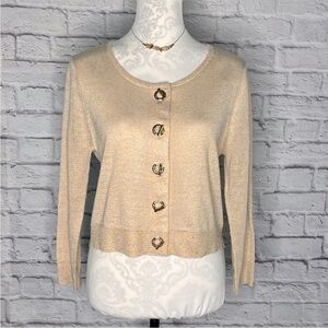 Calvin Klein gold metallic button-down cardigan 
size large